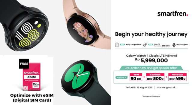 Smartfren Bikin eSIM Khusus untuk Samsung Galaxy Watch4 Classic LTE, Kuota 90 GB