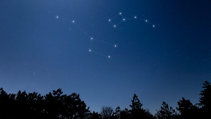 Langit malam di Gunung saat hujan meteor Geminid.Menyaksikan Hujan Meteor Geminid