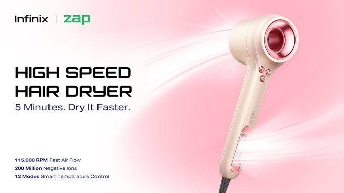 Infinix High-Speed Hair Dryer, pengering rambut cepat, teknologi beauty-tech