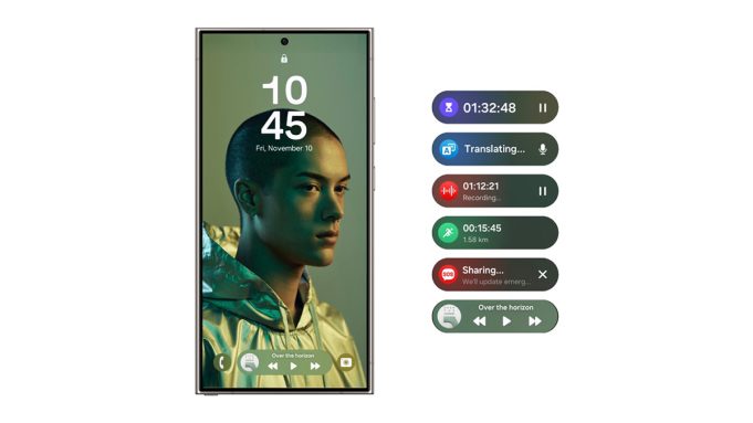 Ilustrasi antarmuka Samsung One UI 7 dengan fitur AI.