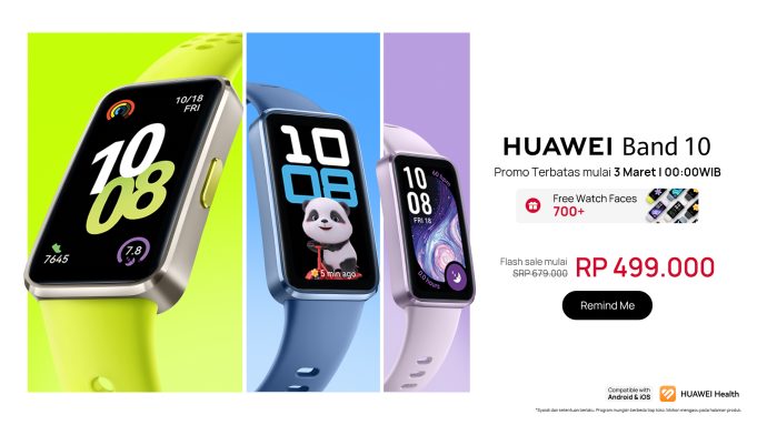 HUAWEI Band 10 dengan desain premium dan fitur kesehatan canggih untuk gaya hidup aktif.