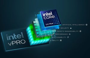 Gambar AI PC komersial terbaru dengan prosesor Intel Core Ultra (Series 2) di ajang MWC 2025