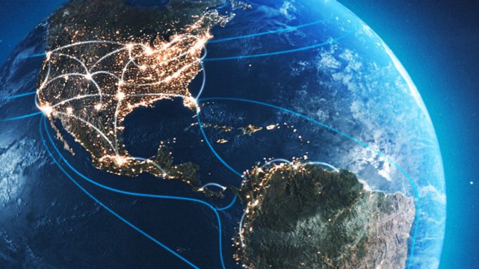 pusat data modern dengan jaringan AI canggih