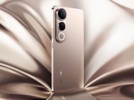 Tampilan vivo V50 Lite warna All Gold dengan desain tipis dan layar P-OLED Borderless
