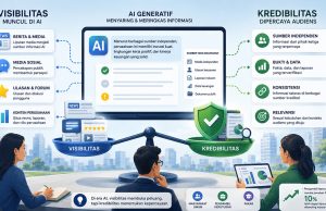 Laporan Burson The Credibility Paradox yang membahas hubungan antara visibilitas dan kredibilitas dalam Generative Engine Optimization (GEO) di era AI generatif.