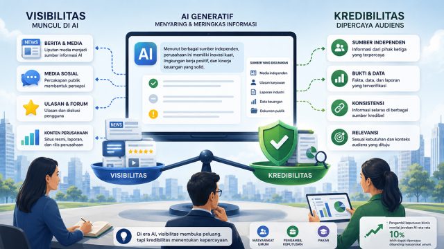 Laporan Burson The Credibility Paradox yang membahas hubungan antara visibilitas dan kredibilitas dalam Generative Engine Optimization (GEO) di era AI generatif.