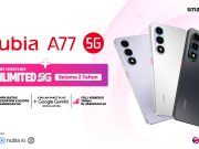 nubia A77 5G dan SMARTFREN Siapkan Paket Unlimited 5G, Ini Fitur yang Ditawarkan Materi promosi nubia A77 5G hasil kolaborasi dengan SMARTFREN, menawarkan internet Unlimited 5G selama 2 tahun, paket Google Gemini Plus selama 6 bulan senilai Rp450 ribu, serta koneksi 2 Mbps di jaringan 4G. Smartphone ditampilkan dalam tiga pilihan warna dengan dukungan AI dan NFC.